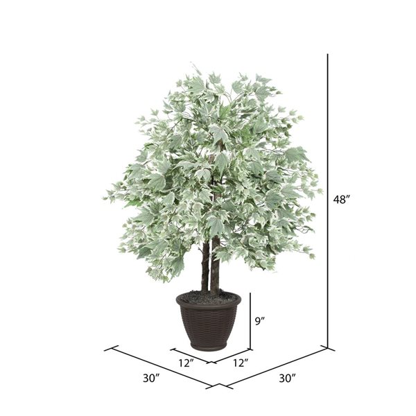Vickerman 4-ft Artificial Silver Maple Bush in Rattan Basket