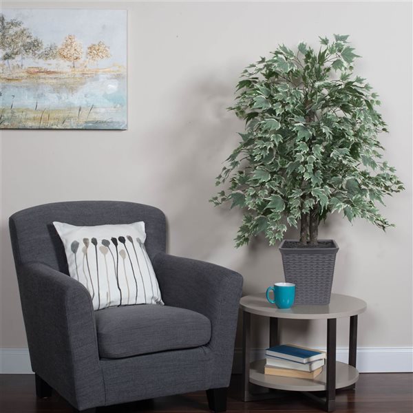 Vickerman 4-ft Artificial Silver Maple Bush in Rattan Basket