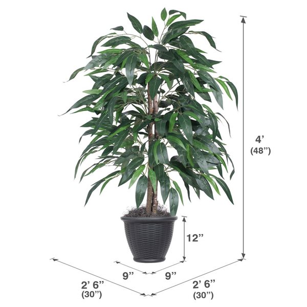 Vickerman 4-ft Artificial Mango Bush in Gray Round Plastic Container
