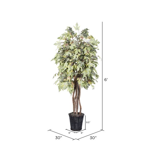 Vickerman 6-ft Artificial Frosted Maple Executive in Rattan Basket