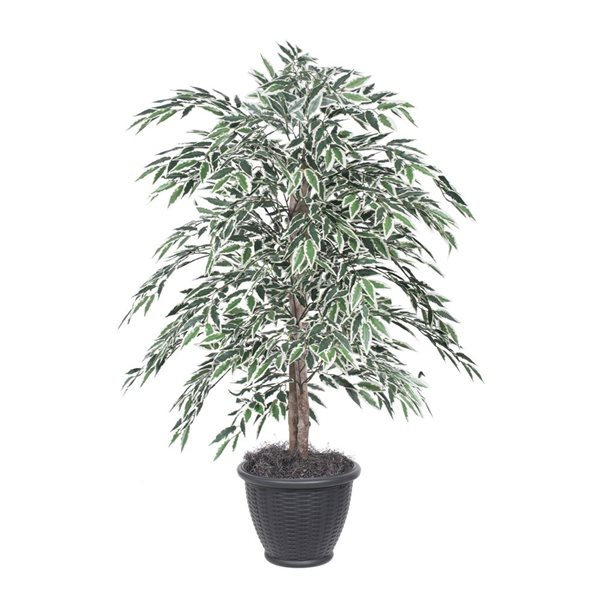 Vickerman 4-ft Artificial Variegated Smilax Bush in Gray Round Plastic Container