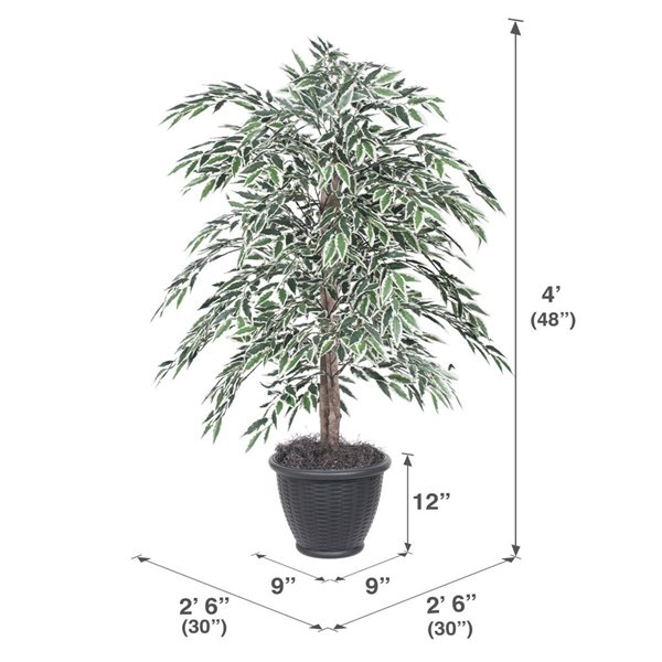 Vickerman 4-ft Artificial Variegated Smilax Bush in Gray Round Plastic Container