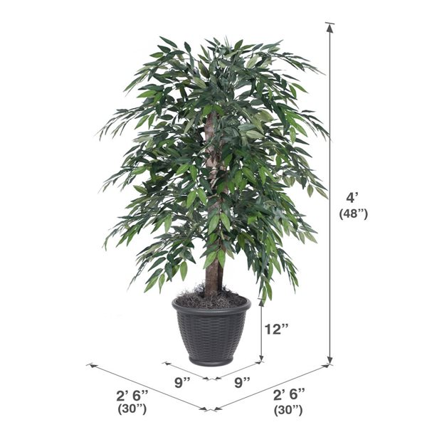 Vickerman 4-ft Artificial Green Smilax Bush in Gray Round Plastic Container