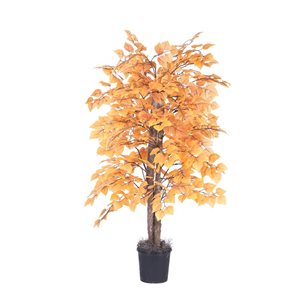 Vickerman 4-ft Artificial Golden Aspen Bush in Black Plastic Pot