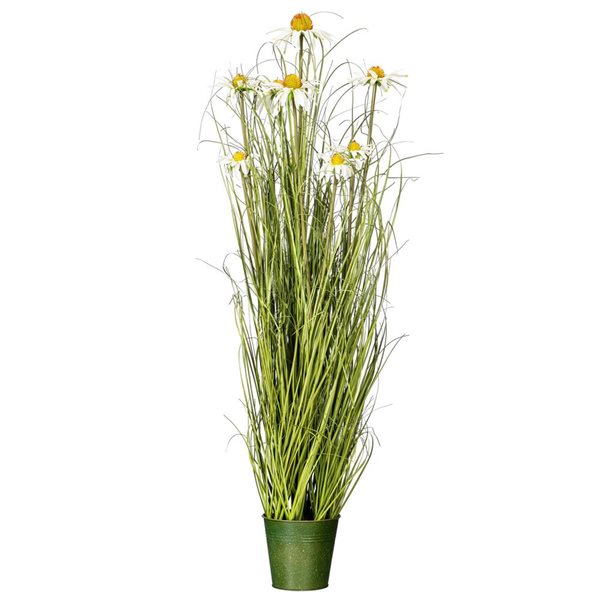 Vickerman 37-in Artificial Potted Green Grass and Daisies