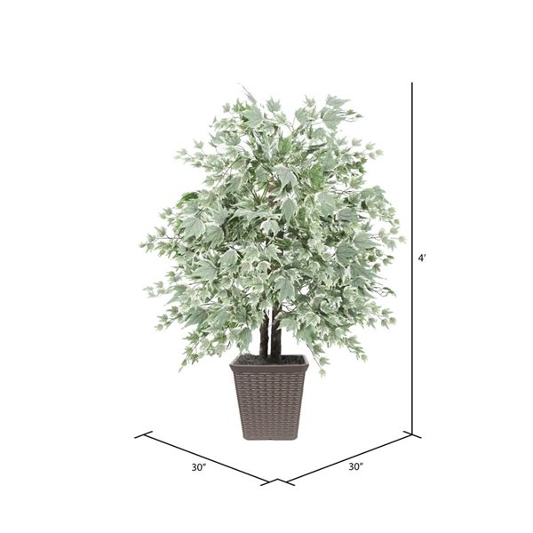 Vickerman 4-ft Artificial Silver Maple Bush in Brown Square Plastic Container