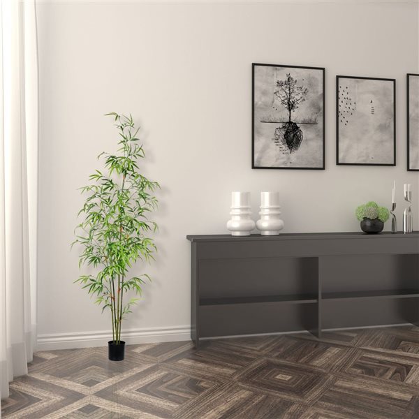 Vickerman 5-ft Artificial Potted Mini Bamboo Tree