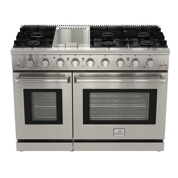 CASAINC 48in 6Burner Stainless Steel Front Control Freestanding Gas