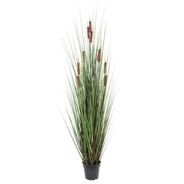 Vickerman 60-in Artificial Potted Green Straight Grass and Cattails