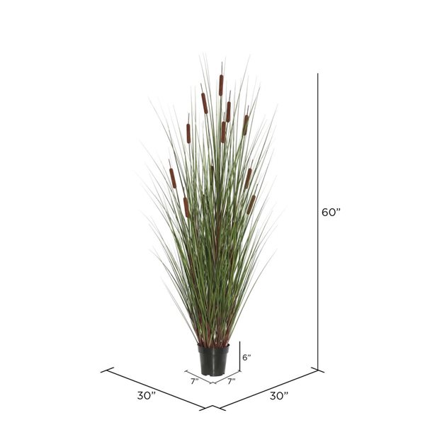 Vickerman 60-in Artificial Potted Green Straight Grass and Cattails