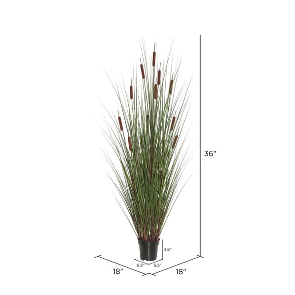 Vickerman 36-in Artificial Potted Green Straight Gras and Cattails