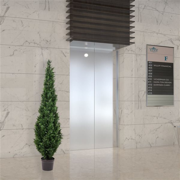 Vickerman 6-ft Artificial Potted Green Cedar Tree