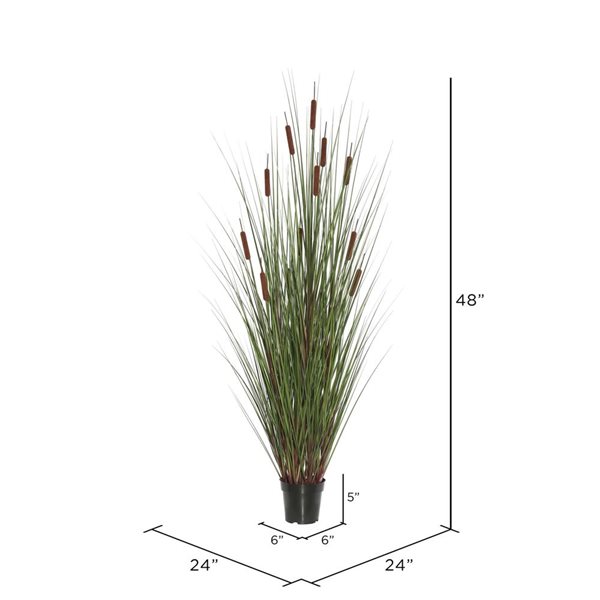 Vickerman 48-in Artificial Potted Green Straight Grass and Cattails