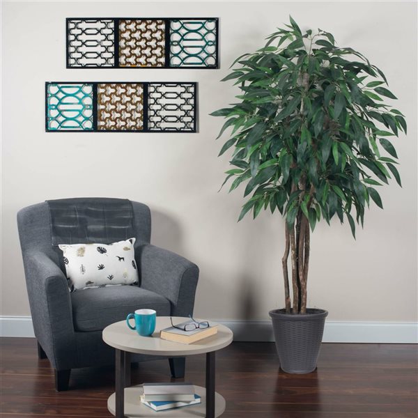 Vickerman 6-ft Artificial Mango Executive Tree with Gray Round Plastic Container