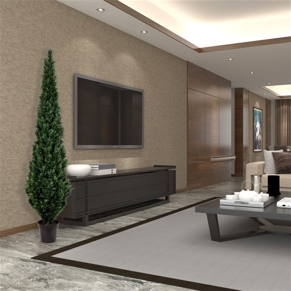 Vickerman 8-ft Artificial Potted Green Cedar Tree