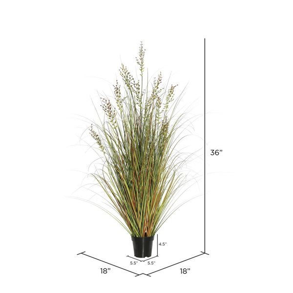 Vickerman 36-in PVC Artificial Potted Green and Brown Grass and Plastic Grass