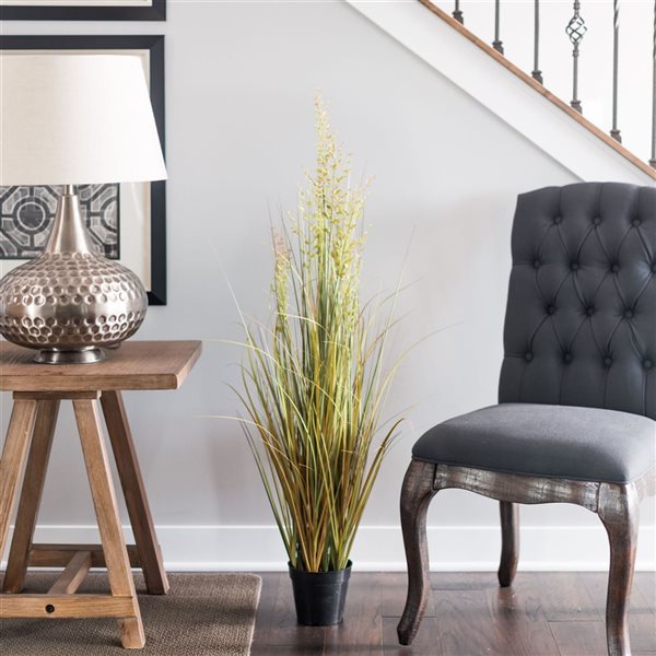 Vickerman 36-in PVC Artificial Potted Green and Brown Grass and Plastic Grass