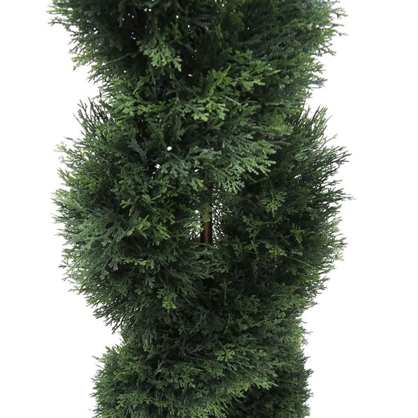 Vickerman 5-ft Artificial Green Cedar Double Spiral Topiary with Black Plastic Pot