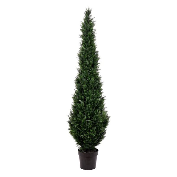 Vickerman 7-ft Artificial Potted Green Cedar Tree