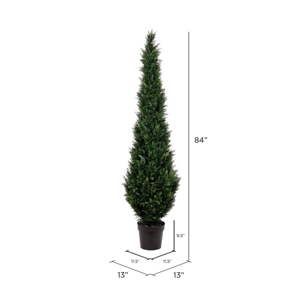 Vickerman 7-ft Artificial Potted Green Cedar Tree