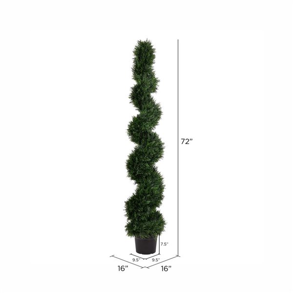 Vickerman 6-ft Artificial Potted Green Cedar Spiral Tree