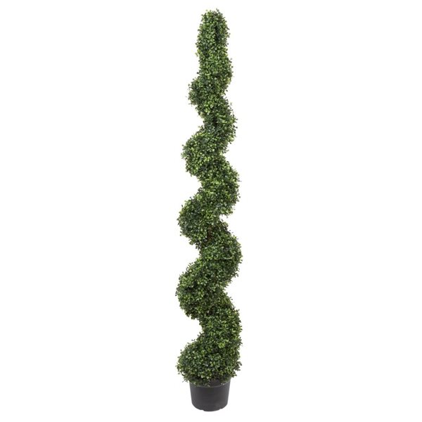 Vickerman 6-ft Artificial Potted Green Boxwood Spiral Tree