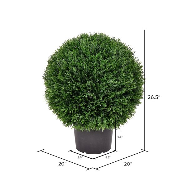 Vickerman 20-in Artificial Potted Green Cedar Topiary Ball