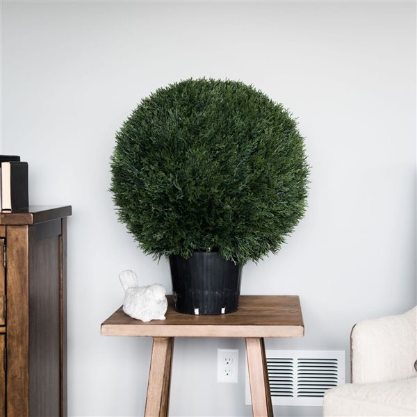 Vickerman 20-in Artificial Potted Green Cedar Topiary Ball