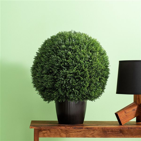 Vickerman 20-in Artificial Potted Green Cedar Topiary Ball