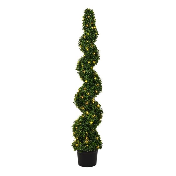 Vickerman 5-ft Artificial Potted Green Boxwood Spiral Tree