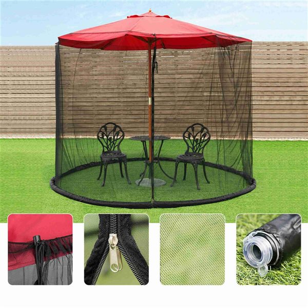 Costway 9/10-ft Black Umbrella Outdoor Patio Netting - 30 x 7-ft