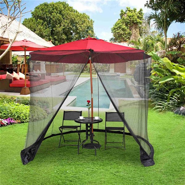 Costway 9/10-ft Black Umbrella Outdoor Patio Netting - 30 x 7-ft