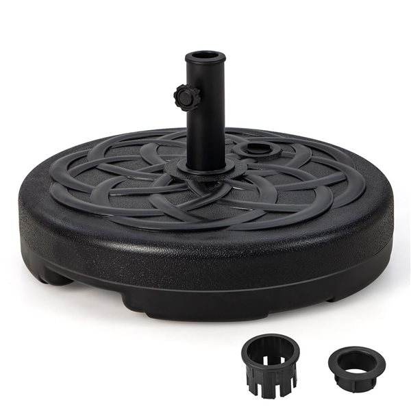 Costway 22-in Water/Sand Fillable Round Black Metal Umbrella Base Stand for 1.5 to 1.9-in Dia Poles