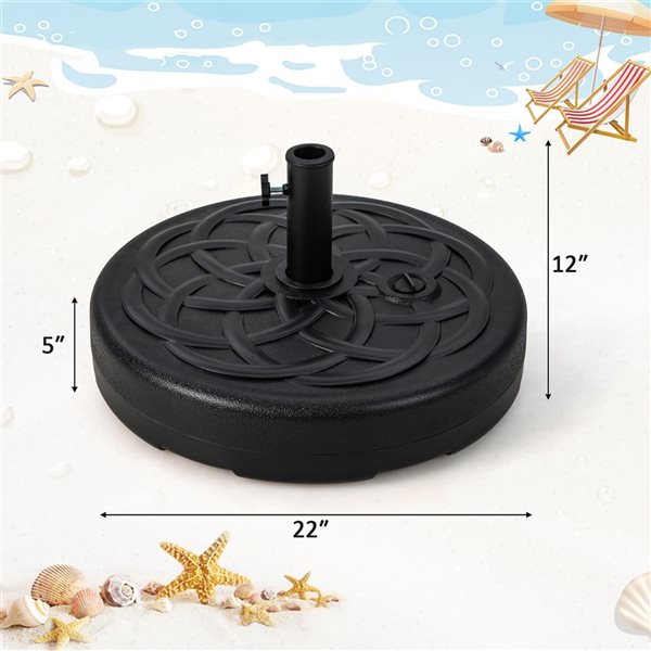 Costway 22-in Water/Sand Fillable Round Black Metal Umbrella Base Stand for 1.5 to 1.9-in Dia Poles