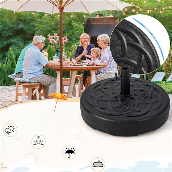 Costway 22-in Water/Sand Fillable Round Black Metal Umbrella Base Stand for 1.5 to 1.9-in Dia Poles