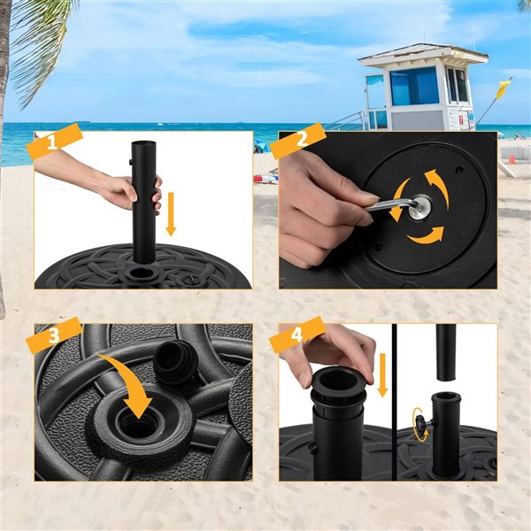 Costway 22-in Water/Sand Fillable Round Black Metal Umbrella Base Stand for 1.5 to 1.9-in Dia Poles