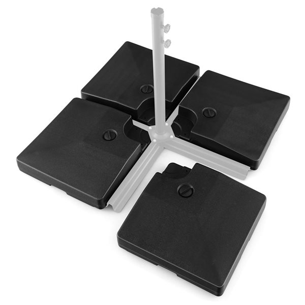 Costway Heavy-Duty Square 4-Pc Fillable Black Metal Patio Offset Umbrella Base Stand