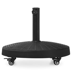 Costway 50-lb Round Black Resin Patio Umbrella Holding Base Stand with Lockable Wheels