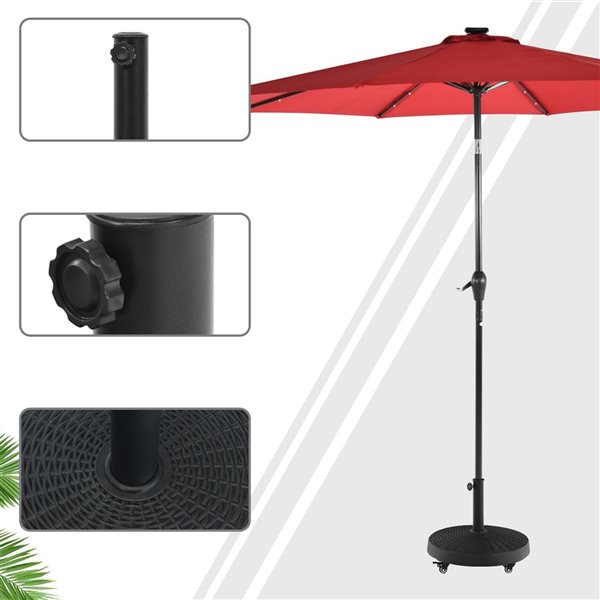 Costway 50-lb Round Black Resin Patio Umbrella Holding Base Stand with Lockable Wheels