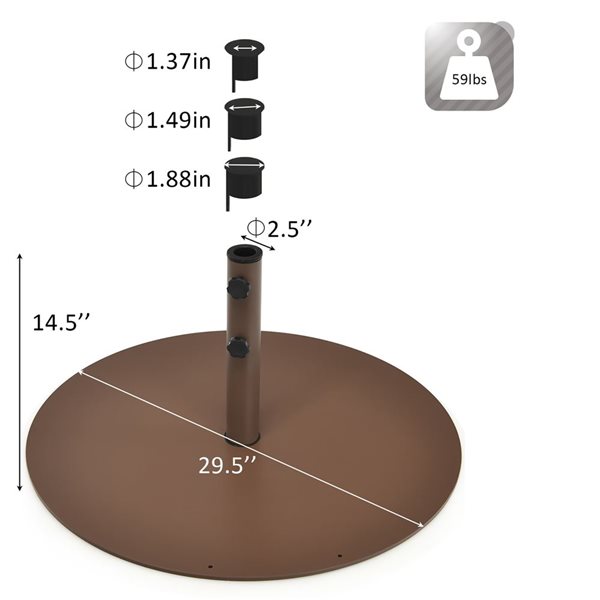 Costway 59-lb Round Brown Steel Patio Umbrella Base Stand