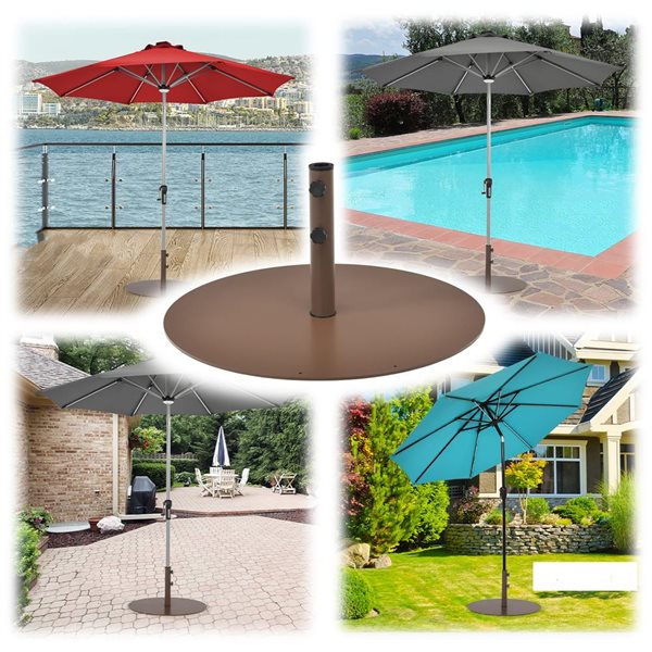 Costway 59-lb Round Brown Steel Patio Umbrella Base Stand