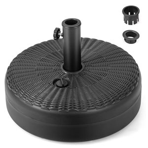 Costway 18-in Weighted Fillable Round Black HDPE Patio Umbrella Base Stand for 1.5 to 1.9-in poles