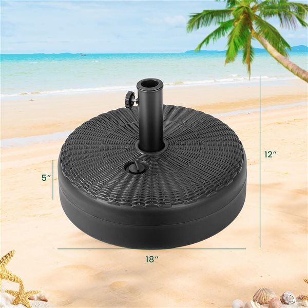 Costway 18-in Weighted Fillable Round Black HDPE Patio Umbrella Base Stand for 1.5 to 1.9-in poles