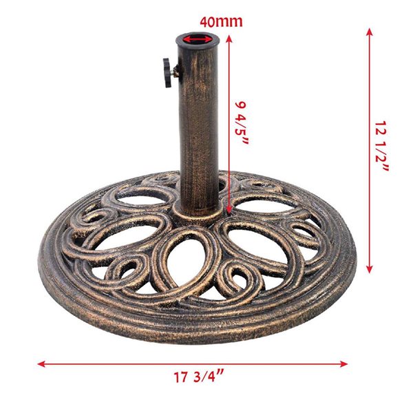 Costway 23-lb Round Bronze Cast Iron Patio Umbrella Base Stand