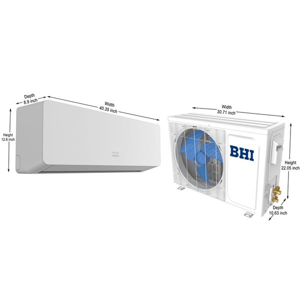 BHI 18,000-BTU 230-Volt Ductless Mini Split Air Conditioner and Heater