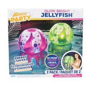 Lumières méduses vertes et mauves gonflables  pour piscine Banzai  2/paquet