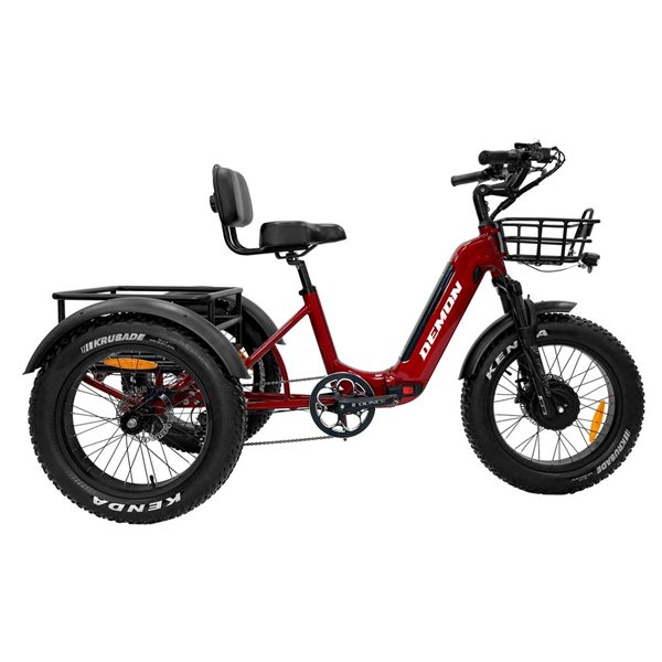 Demon Electric Trinity Red 7-Speeds Fat-Tire Electric Tricycle PEB-23 ...