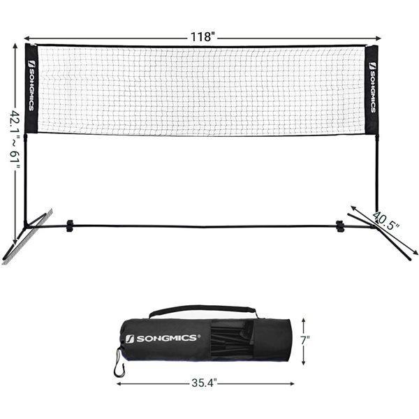 FBSPORT Filet De Badminton Ajustable 3-6m - Filet Portable Pour Badminton, Tennis, Volleyball Intérieur Extérieur