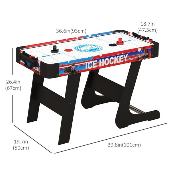 Table de hockey sur air autoportante Soozier avec 2 rondelles et 2 poussoirs, 20 l. x 40 L. x 26 po h.