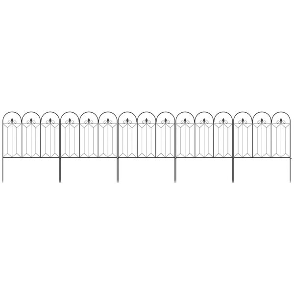 Outsunny 5-Panel Black Steel Decorative Garden Fence - 31-in H x 10-ft W